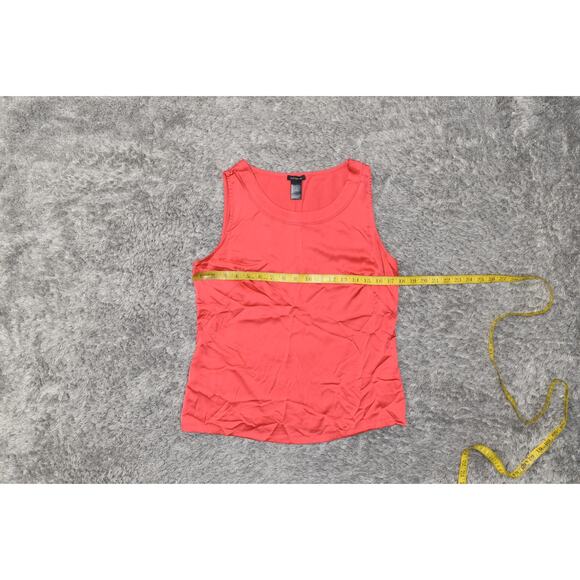 Ann Taylor Red Polyester Blouse M Size Crew Neck Sleeveless Solid Top - Picture 7 of 7